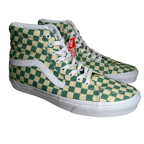 VANS NUOVE CON ETICHETTE Sk8 Hi Sneaker Scacchiera Verde Chiaro Taglia Uomo 11 Nuove VN0A4BV6BHN