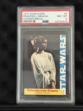 1977 STAR WARS WONDER BREAD #3 PRINCESS LEIA ORGANA PSA 8