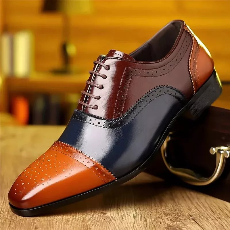Zapatos Derby Hombre Bicolor Elegantes Vintage Cordones Brogue LM477