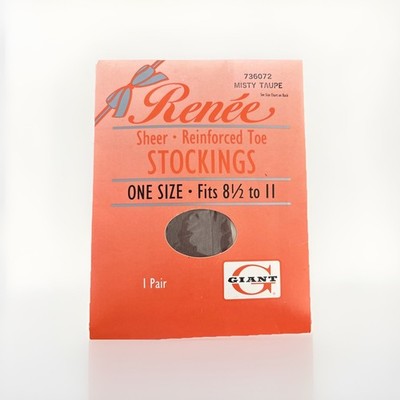 Vintage 1988 Renee Stockings Reinforced Toe One Size Fits 8,5 To 11 Misty Taupe