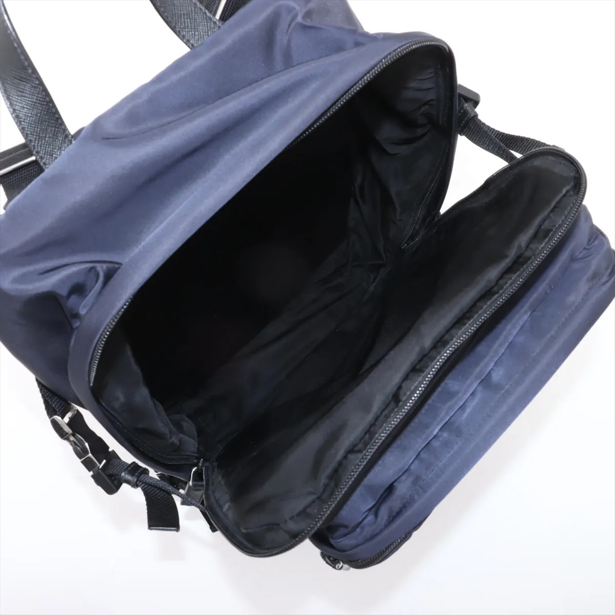 Prada Tessuto nylon x leather Backpack navy x black thumbnail 7