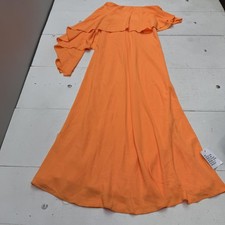 ASOS DESIGN Dress Womens 4 Orange Off Shoulder Ruffle Maxi Chiffon Formal Gown