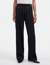 Madewell Slouchy Straight Pants Black in Drapey Twill Size 12 New
