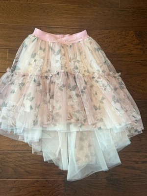 NWT Monnalisa Girls Womens Magnolia Tulle Print Skirt Short high-low Size 12