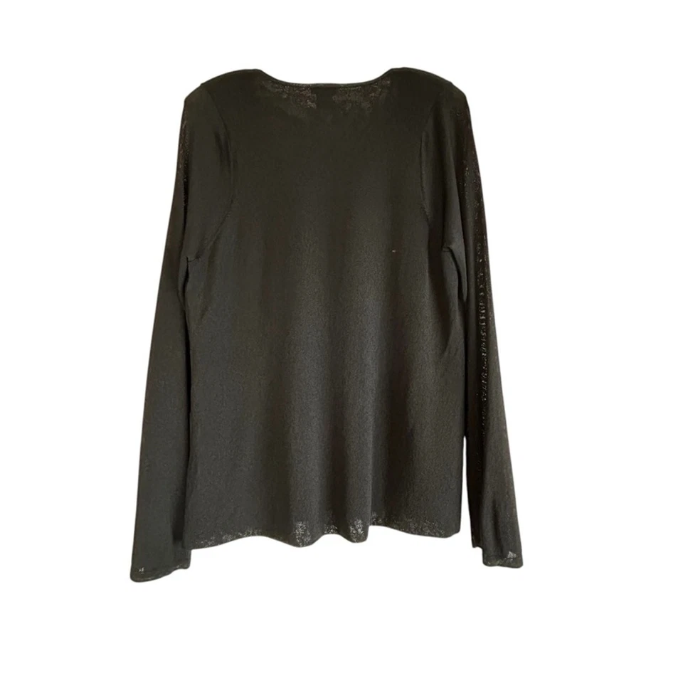 Suéter Ann Taylor Para Mujer Negro Cuello en V Mezcla Viscosa Sedosa Mangas Largas Talla XL Foto 2 de 4
