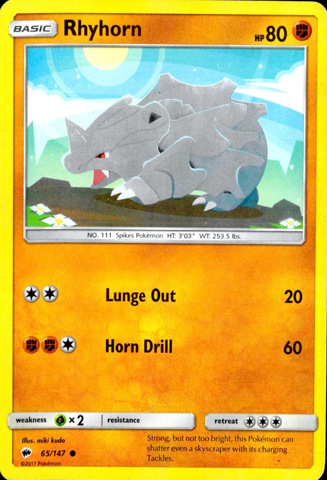 RHYHORN 65/147 COMMON BURNING SHADOWS POKEMON NM