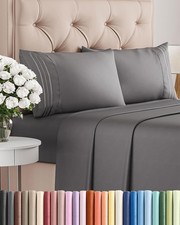 Queen Size 4 Piece Sheet Set Comfy Breathable Cooling Bed Sheets Set Hote...