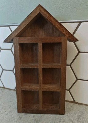 Vintage wood Shadow Box Wall Display Shelf Decor Knick Knacks 7 openings mini