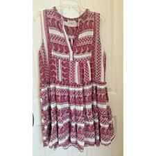 Sofia Made In Italy 100% Jacquard Cotton hand woven Pullover dress US M