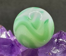 Nice Vintage Alley Agate Swirl Marble - Light Green White - .61" Wet