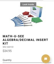 Math U See Manipulatives Algebra Decimal Insert Kit Integer Block Homeschool
