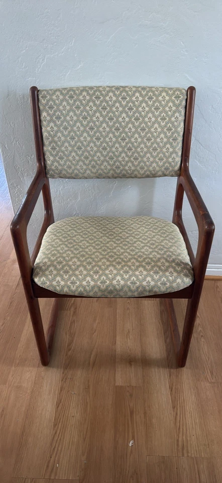 MCM Vintage 70s Danish Modern Arm Chair Teak And Fabric pick up only - Image 2 of 4
