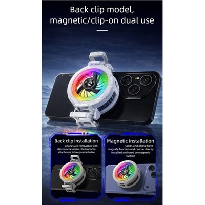 Smartphone Cooling Fan With LED Lights Real Time Power Display For Gaming
