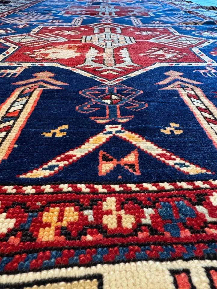 Encantadora antigua caucásica kazaja maravillosa pieza de grado de coleccionista C.1900 7’4x4’1 Foto 2 de 4