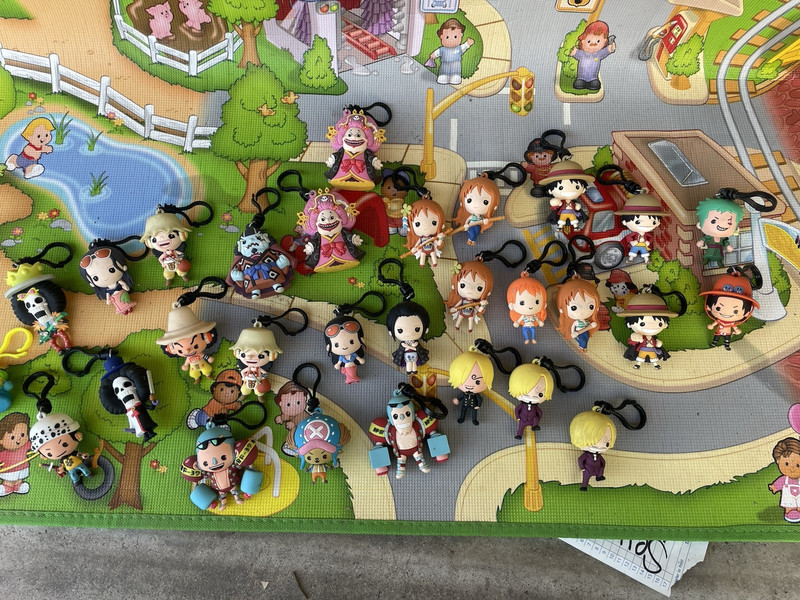 One Piece Mini Character Keychain Lot, Multicolor Plastic, Detachable
