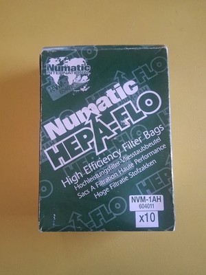 Numatic 604011 NVM-1AH Hepa-flo High Efficiency Filter Bags - Box of 10 - OEM