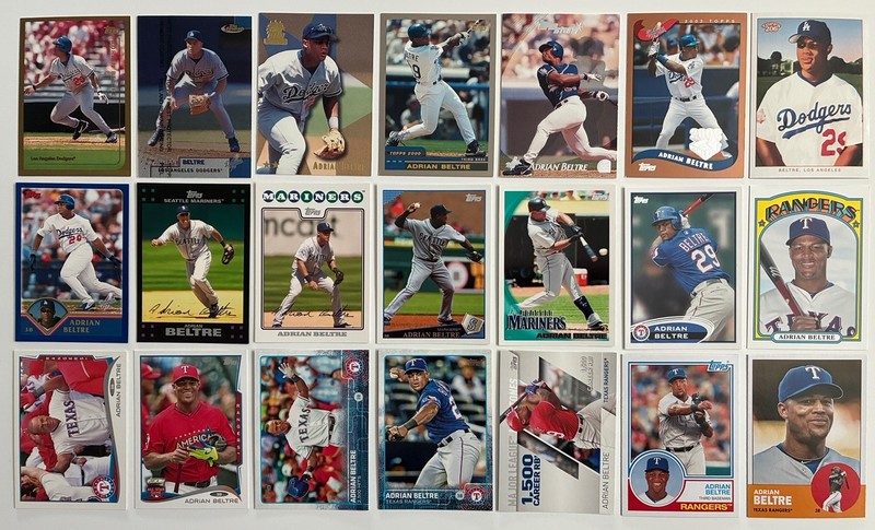 Lot Of 21 Different 1999-2022 Topps Adrian Beltre Baseball Cards- w/ Inserts
