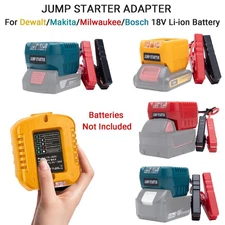 Jump Starter Adapter For Dewalt/ Makita/ Milwaukee/ Bosch 18V Lithium Battery