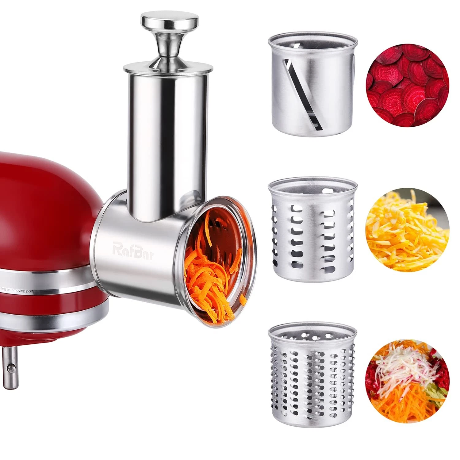 Stainless Steel Slicer Shredder Attachment for KitchenAid Stand Mixer, Large-...