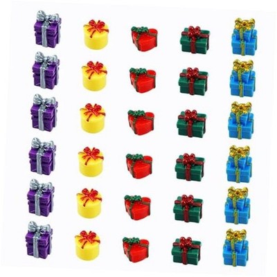 5 Style 30 PCS Miniature Resin Presents Boxes Colorful Micro Holiday Presents 