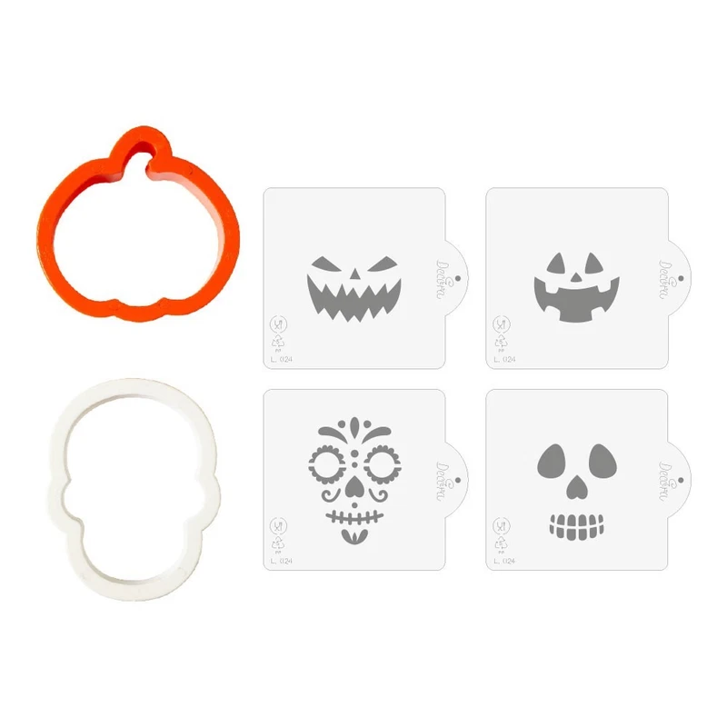 Stampo Biscotti Formina Tagliapasta HALLOWEEN Stampino Stencil ZUCCA e TESCHIO, fotografia 9 di 11