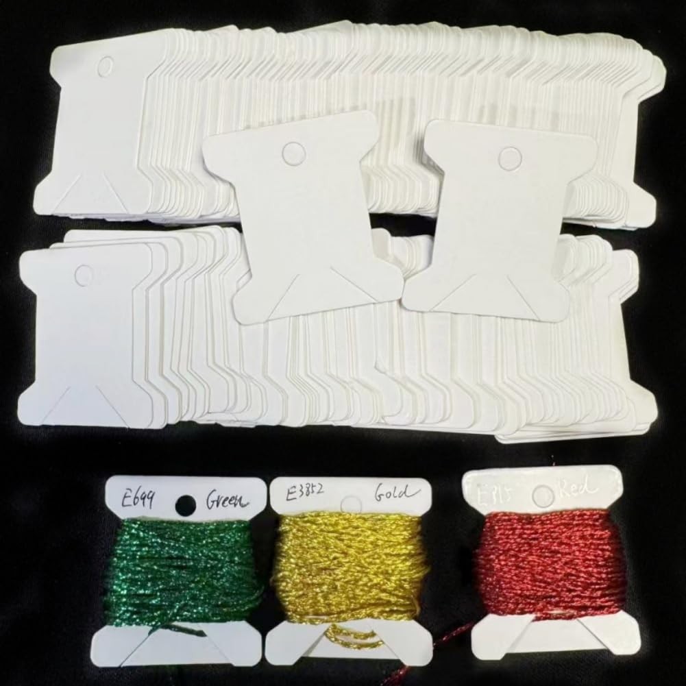 Floss Bobbins-paper Cross Stitch 4.3cm X 4cm, White