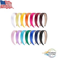 14 Pieces Satin Headbands 1 inch Headband Colorful Plain Headband DIY Craft Head