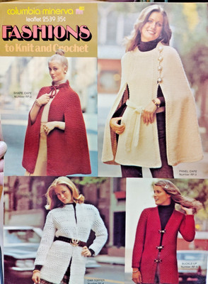 Columbia Minerva 2539 Knit Crochet Pattern Leaflet VTG Sweater Coat Jacket Cape