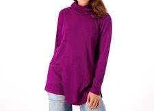 #1450 LOGO Lounge by Lori Goldstein Micro Cloud Waffle Cowl Neck Top Size S