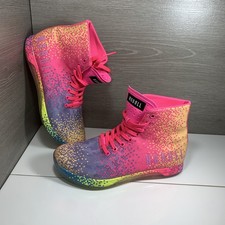 NOBULL Superfabric No Bull Trainer High Top Pink Neon Glitch Size Women 9 EUC