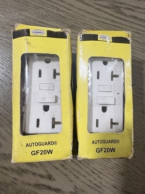 HUBBELL PRO Self Test GFCI GF20W -20A- 125V White Lot of 2 New/open Box