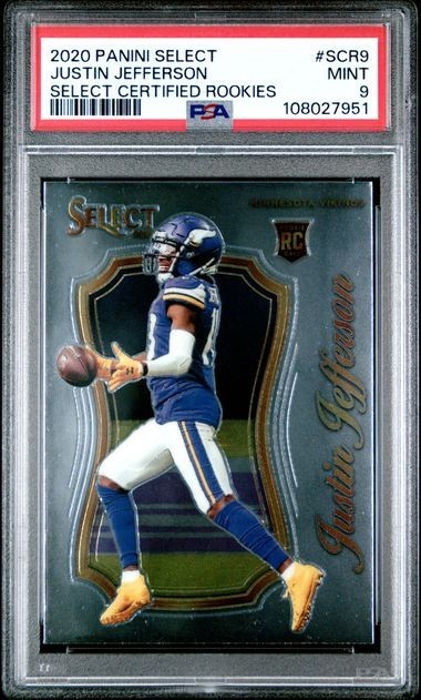 PSA 9 2020 Panini Select Certified JUSTIN JEFFERSON RC Rookie Graded MINT #SCR9