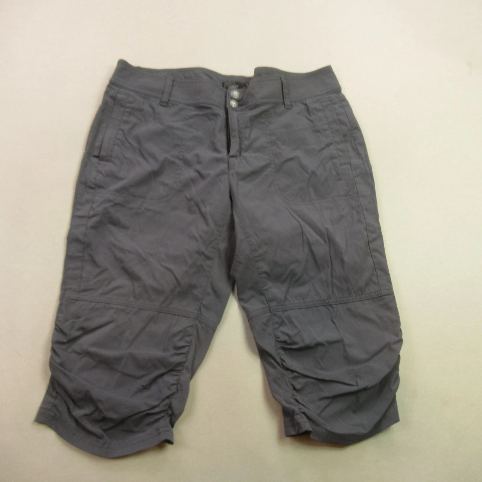 Prana Pants Womens 12 Straight Leg Pockets Lightweight Capri Gray Casual