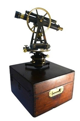 Antiker Messing Theodolit, 6'' Transit, Street of London, Super Beispiel, 1880er