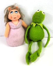 Vtg 1979 Fisher Price Kermit and Miss Piggy Plush Jim Henson Muppet Doll Beanbag