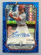 Matthew Ferrara #/150 2026 Bowman Chrome Prospect Autos Blue X-Fractor Phillies