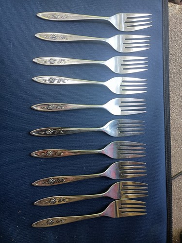 Oneida Community MY ROSE Salad Forks Set of 10 Stainless 6 1/4"