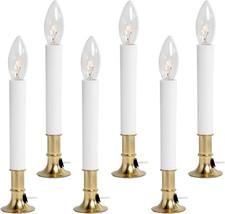   Pack of 6 Electric Window Candle with On/Off Switch, Incandescent Light Bulb,