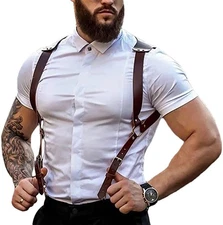 FTmgg@qq Men's Leather Body Chest Harness Suspenders Adjustable Buckle Should...