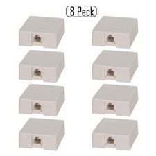 8x 1 Port RJ11 6P4C Telephone/Phone Line White Modular Jack Surface Mount Box