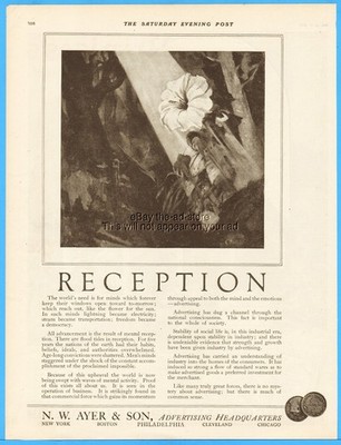 1921 N.W. Ayer & Son Advertising Agency New York Reception Vintage Magazine Ad