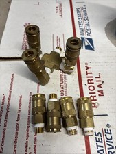 Lot Of 7 - 3/8" Brass Industrial Air Coupler, Quick Connect x 3/8" MALE NPT,