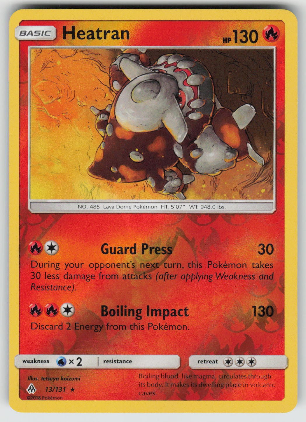 Heatran 13/131 Rare Forbidden Light Pokemon Reverse Holo Near Mint
