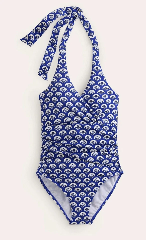 Traje de Baño Boden Levanzo Talla 10 Largo Azul Control Abdomen Modelado Acolchado Halter Foto 4 de 4