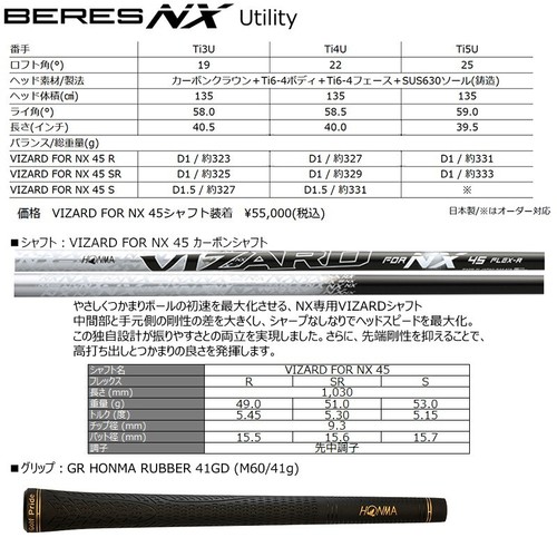 HONMA Beres NX Utility Hybrid Golf Club 4U 22 Vizard 45 Graphite Shaft Flex SR - Picture 9 of 9