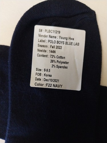 Big Boys Size 8-9.5 Ralph Lauren POLO FOOTBALL BEAR Crew Socks , Shoe Size 13-3 - Picture 4 of 5