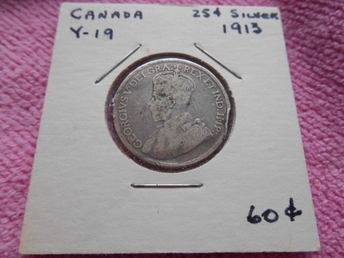 Canada 1913 25 Cent Silver Quarter - 0.17338 ounces of silver