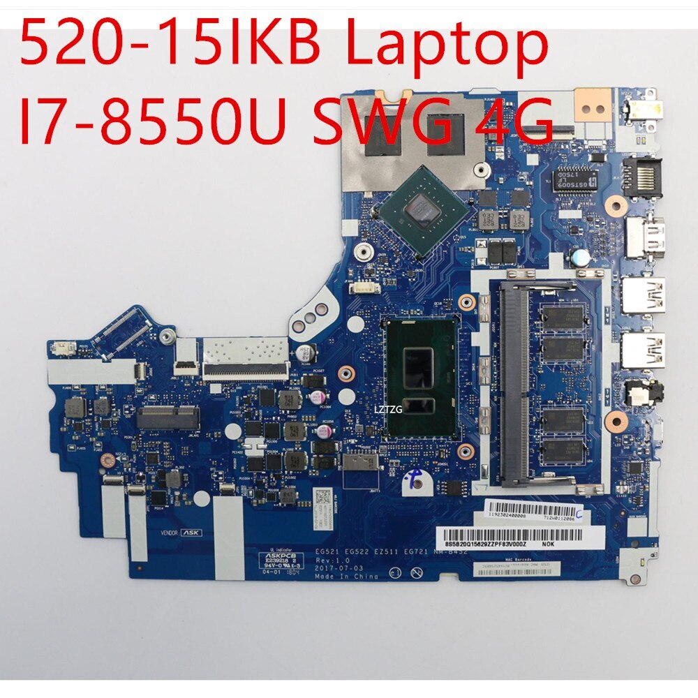 Motherboard For Lenovo ideapad 520-15IKB Laptop I7-8550U SWG 4G
