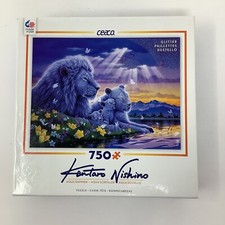 Happiest Moment Lions Cubs Aqua Shimmer 750 Piece Puzzle Kentaro Nishino Ceaco