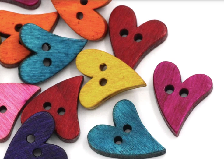 30 Holzknöpfe 21x17mm Herz Herzform Zweilochknöpfe nähen annähen Bastelknöpfe - Bild 3 von 4